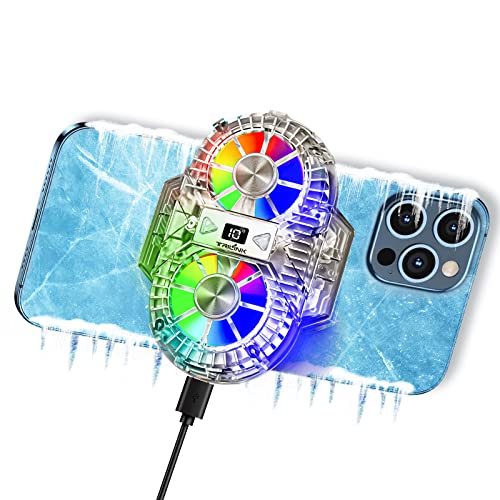 TRILINK Handy Kühler mit Dual-Ventilatoren, Phone Cooler für Gaming, fortschrittliche Handy-Kühlungstechnologie, RGB-LEDs, Ausgang, LED-Display, Temperaturanzeige für Android-Spiele, iPhone, iOS von TRILINK