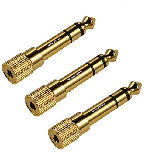 TriLink Kopfhörer Adapter 3er Pack [Vergoldetes Reines Kupfer] 3,5 mm 1/8 Zoll Buchse auf 6,35 mm 1/4 Zoll Klinkenstecker Stereo Audio Adapter Stecker, Gold von TRILINK