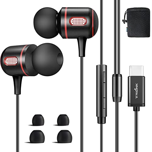 USB C Kopfhörer mit kabel, In-Ear Ohrhörer Typ C Headset mit Mikrofon und Lautstärkeregler Kompatibel mit iPhone 15 Series, Samsung Galaxy S22 S21 Ultra S20 FE, Huawei p30 pro, xiaomi, Oneplus, Google von TRILINK