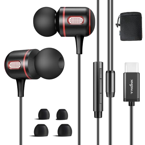 USB C Kopfhörer mit Kabel, In-Ear Type-C Headphones mit Mikrofon und Lautstärkeregelung, kompatibel mit iPhone 15/16 Pro Max, Samsung Galaxy S25/S24/S23/A55, Google Pixel 9/9 Pro, Sony, Huawei, iPad USB C Kopfhörer mit Kabel, In-Ear Type-C Headphones mit Mikrofon und Lautstärkeregelung, kompatibel mit iPhone 15/16 Pro Max, Samsung Galaxy S25/S24/S23/A55, Google Pixel 9/9 Pro, Sony, Huawei, iPad von TRILINK