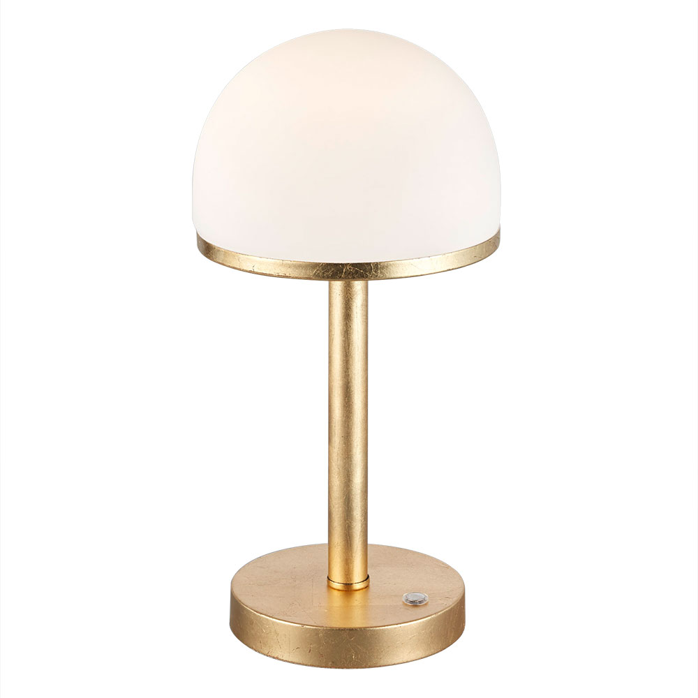 LED Tischlampe, gold, Glas weiß, Touchdimmer, H 39 cm von TRIO