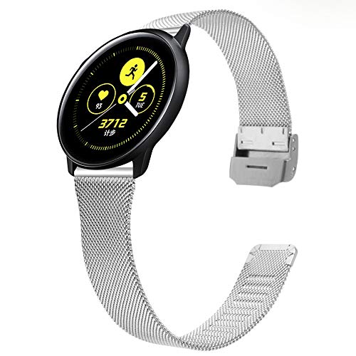 TRISTRAPS 20mm Ersatz Uhrenarmband Kompatibel mit Huawei/Sumsung Watch, Mesh Gewebt Edelstahl Uhrenarmband Metall Schnellwechsel für Frauen (20mm, Silber) von TRISTRAPS