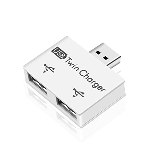 TRITAM 1 PCS USB-Hub auf 2-Port-Ladegerät-Hub-Adapter USB-Splitter, Tragbarer Mini für Telefoncomputer, Weiß von TRITAM