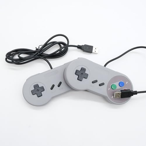 TRIXES 2x kabelgebundene USB-Controller – kompatibel mit SNES-Emulatoren – Retro Gaming Joypads Gamepad – geeignet für Gaming-PC, Computer, Laptop, Raspberry Pi von TRIXES