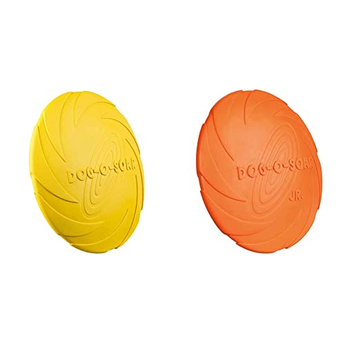TRIXIE 33502 Dog Disc, Naturgummi, ø 22 cm, farblich Sortiert & 33501 Dog Disc, Naturgummi, ø 18 cm , Multi Color ( orange, Blue, Yellow) von TRIXIE