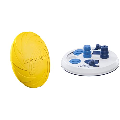TRIXIE 33502 Dog Disc, Naturgummi, ø 22 cm, farblich sortiert & Intelligenzspielzeug Hundebeschäftigung Dog Activity Strategie-Spiel Flip Board, ø 23 cm - 32026 von Trixie