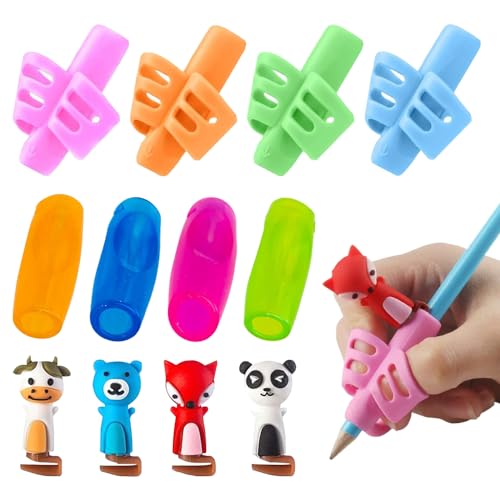 TRKETK 12 Stück Bleistiftgriffe, Bequemer Stifthalter Weicher Silikon Handschriftgriff Bleistifthalter für Kinder Set Korrektur-Schreibhilfe für Kinder Erwachsene Kleinkinder Studenten (Mehrfarbig) von TRKETK