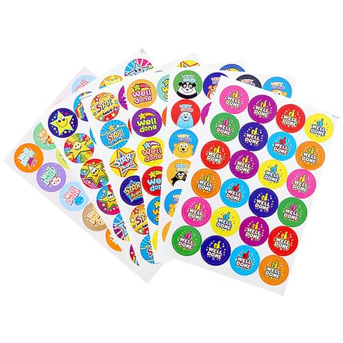 TRKETK 60 Stück Belohnungsaufkleber für Kinder, Klassenarbeitsaufkleber Selbstklebende Belohnungssticker Gut Gemacht Motivierende Aufkleber für Kinder, Schule, Klassenzimmer und Zuhause (6 Stil) von TRKETK