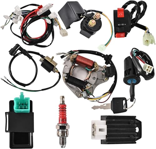 Trkimal Komplette elektrische Kabelbaum-Statorspule CDI-Magnetrelais-Zündkerze für 50ccm 70ccm 80ccm 90ccm 100ccm 110ccm 125ccm 4-Rad-Hub ATV Quad Dirt Bike Trkimal Komplette elektrische Kabelbaum-Statorspule CDI-Magnetrelais-Zündkerze für 50ccm 70ccm 80ccm 90ccm 100ccm 110ccm 125ccm 4-Rad-Hub ATV Quad Dirt Bike von TRKIMAL