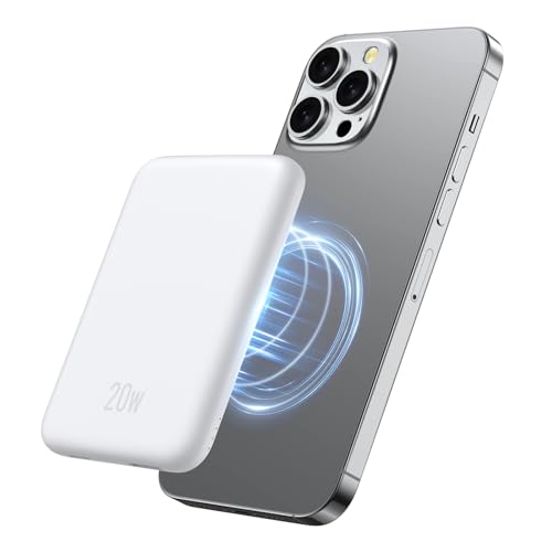 Powerbank für Magsafe, 5000mAh Magnetische Power Bank, Schnellladende Powerbank mit USB-C Eingang & Ausgang, Mini Kabellose Tragbares Ladegerät für iPhone 16/15/14/13/12 Pro/Pro Max - Weiß Powerbank für Magsafe, 5000mAh Magnetische Power Bank, Schnellladende Powerbank mit USB-C Eingang & Ausgang, Mini Kabellose Tragbares Ladegerät für iPhone 16/15/14/13/12 Pro/Pro Max - Weiß von TRKOY