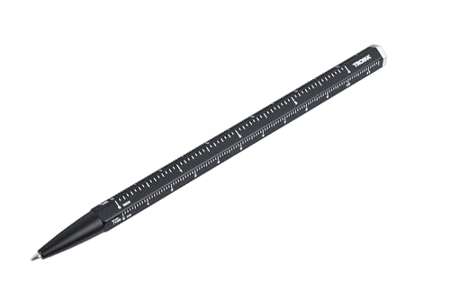 TROIKA Multitasking-Kugelschreiber mit schwarzer D1 Mine – CONSTRUCTION BASIC – Zentimeter-/Zoll-Lineal, 1:20/1:50 Skala – einfacher Minenwechsel – Aluminium, Metall – schwarz Original von TROIKA