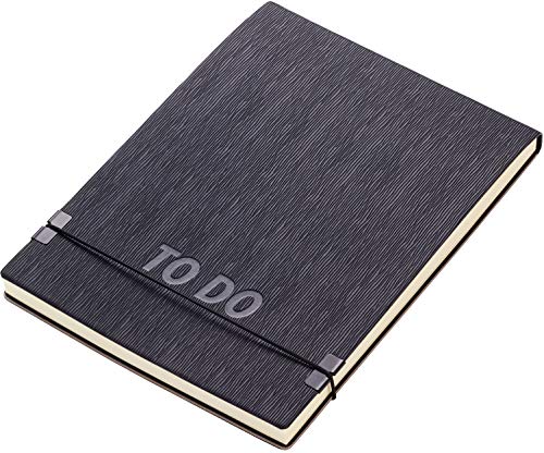 TROIKA Notizblock DIN A5 mit""TO DO"" Prägung auf dem Cover, elastische Kordel als Verschluss, aus Kunstleder, matt schwarz", NTD25/BK von TROIKA