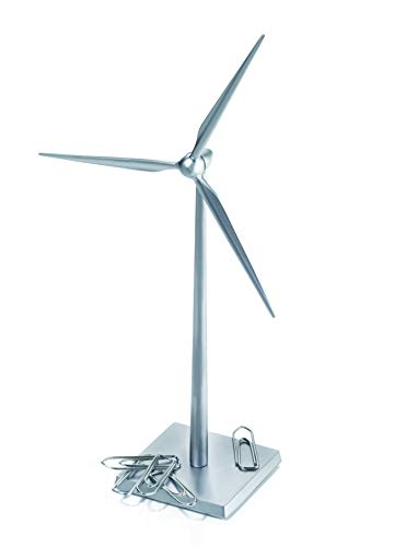 TROIKA Windrad FRESH WIND - WIN01/MA - Büroklammerhalter Windrad - mit Magnet (inkl. 5 Klammern) - Schreibtisch Objekt - matt silber - das Original von TROIKA, 38 x 38 x 164 mm von TROIKA