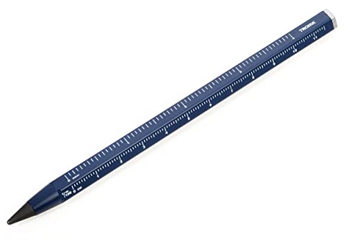 Troika Multitasking-Bleistift mit nachhaltiger Endlos-Schreibspitze aus Aluminium und Metall, Blau, austauschbar, radierbar, mit Zentimeter-/Zoll-Lineal, Größe: 147 x 10 x 10 mm, PEN20/DB von TROIKA