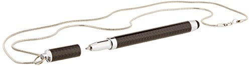 Troika 'The Hanging Pen' - Kugelschreiber aus Karbon mit Eingabestift für Touchscreen, an silberfarbener Kette von TROIKA