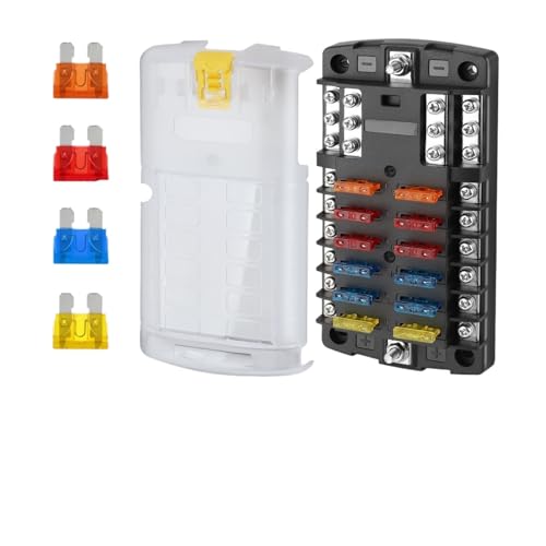 6/12 weg Auto Boot Blade Fuse Box Block Halter Anzeige 12V 32V Auto Wasserdichte Power Verteilung Panel board(12 Ways Fuse Box) von TROIOIUM