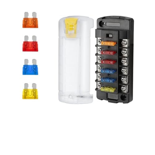 6/12 weg Auto Boot Blade Fuse Box Block Halter Anzeige 12V 32V Auto Wasserdichte Power Verteilung Panel board(6 Ways Fuse Box) von TROIOIUM