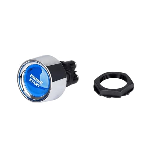 Automotorstart 50A Druckknopf-Schlüsselloser Schalter DC 12V/24V Racing Kleiner Startknopf Zündstarter Ein-/Ausschalter(Blue) von TROIOIUM