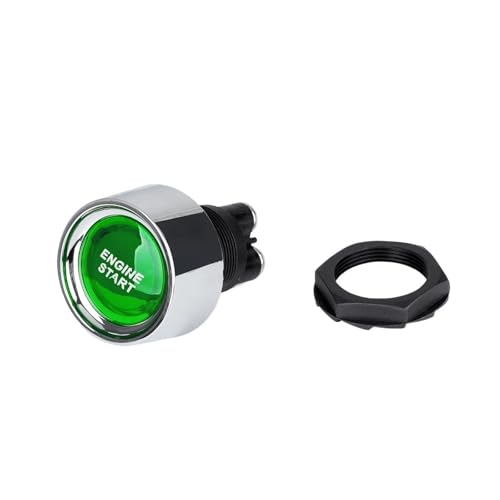 Automotorstart 50A Druckknopf-Schlüsselloser Schalter DC 12V/24V Racing Kleiner Startknopf Zündstarter Ein-/Ausschalter(Green) von TROIOIUM