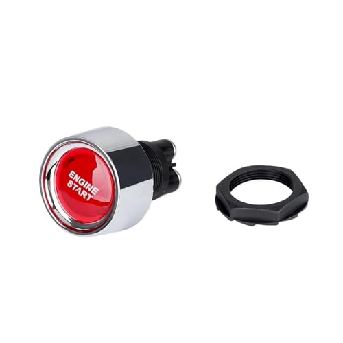 Automotorstart 50A Druckknopf-Schlüsselloser Schalter DC 12V/24V Racing Kleiner Startknopf Zündstarter Ein-/Ausschalter(Red) von TROIOIUM
