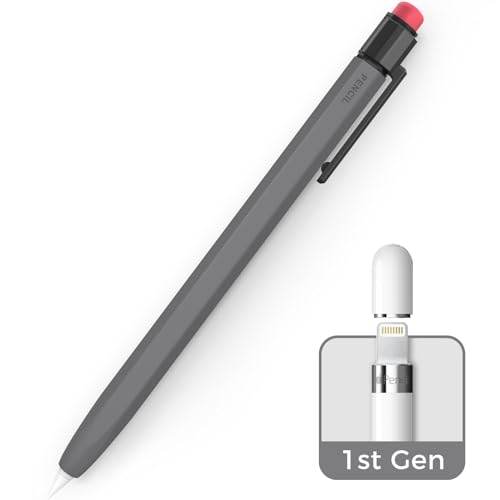 TRONWIN Hülle für Apple Pencil 1. Generation Silikonhülle Anti-Rutsch Apple Pencil 1 Schutzhülle Klassische Hülle mit Stabilem Clip Kompatibel mit Apple Pencil 1. Generation (Dunkelgrau) von TRONWIN