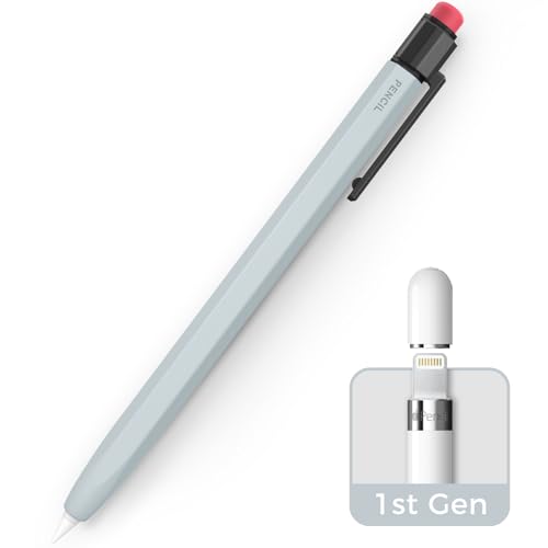 TRONWIN Hülle für Apple Pencil 1. Generation Silikonhülle Anti-Rutsch Apple Pencil 1 Schutzhülle Klassische Hülle mit Stabilem Clip Kompatibel mit Apple Pencil 1. Generation (Hellblau) von TRONWIN