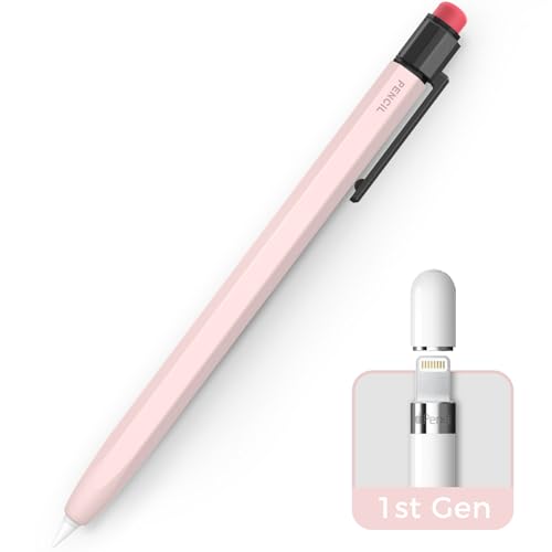 TRONWIN Hülle für Apple Pencil 1. Generation Silikonhülle Anti-Rutsch Apple Pencil 1 Schutzhülle Klassische Hülle mit Stabilem Clip Kompatibel mit Apple Pencil 1. Generation (Rosa) von TRONWIN