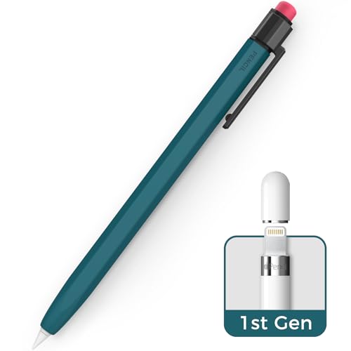TRONWIN Hülle für Apple Pencil 1. Generation Silikonhülle Anti-Rutsch Apple Pencil 1 Schutzhülle Klassische Hülle mit Stabilem Clip Kompatibel mit Apple Pencil 1. Generation (Tiefgrün) von TRONWIN