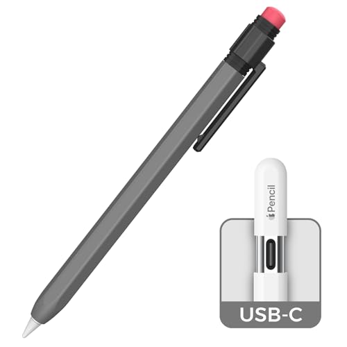 TRONWIN Klassische Hülle für Apple Pencil USB-C Silikonhülle Apple Pencil (USB-C) Anti-Rutsch Schutzhülle kompatibel mit Apple Pencil USB-C (Dunkelgrau) von TRONWIN