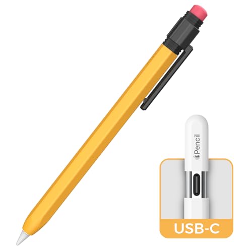 TRONWIN Klassische Hülle für Apple Pencil USB-C Silikonhülle Apple Pencil (USB-C) Anti-Rutsch Schutzhülle kompatibel mit Apple Pencil USB-C (Gelb) von TRONWIN