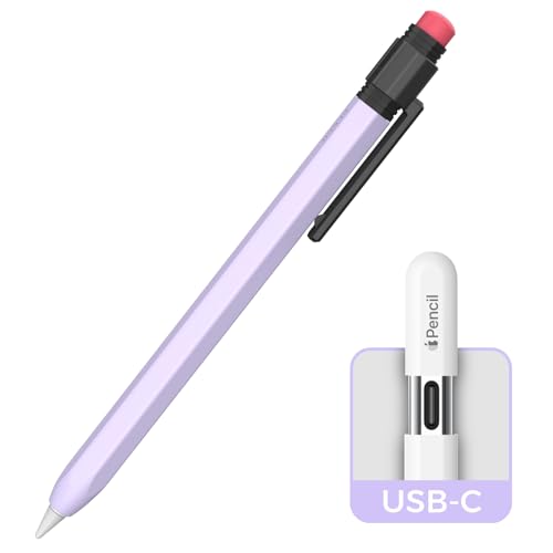 TRONWIN Klassische Hülle für Apple Pencil USB-C Silikonhülle Apple Pencil (USB-C) Anti-Rutsch Schutzhülle kompatibel mit Apple Pencil USB-C (Lavendel) von TRONWIN