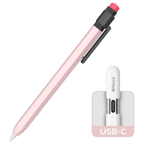 TRONWIN Klassische Hülle für Apple Pencil USB-C Silikonhülle Apple Pencil (USB-C) Anti-Rutsch Schutzhülle kompatibel mit Apple Pencil USB-C (Rosa) von TRONWIN