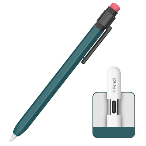 TRONWIN Klassische Hülle für Apple Pencil USB-C Silikonhülle Apple Pencil (USB-C) Anti-Rutsch Schutzhülle kompatibel mit Apple Pencil USB-C (Tiefgrün) von TRONWIN