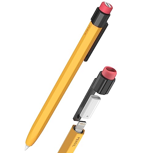 TRONWIN Silikonhülle für Apple Pencil 1. Generation Hülle Anti-Rutsch Apple Pencil 1 Hülle mit Stabilem Clip Kompatibel mit Ladeadapter【Nicht enthalten】und Apple Pencil 1. Generation (Gelb) von TRONWIN