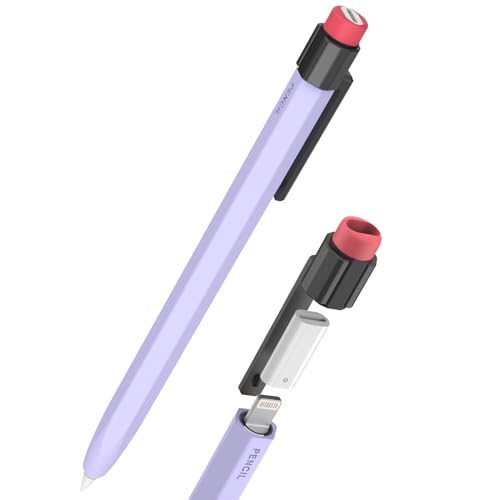 TRONWIN Silikonhülle für Apple Pencil 1. Generation Hülle Anti-Rutsch Apple Pencil 1 Hülle mit Stabilem Clip Kompatibel mit Ladeadapter【Nicht enthalten】und Apple Pencil 1. Generation (Lavendel) von TRONWIN