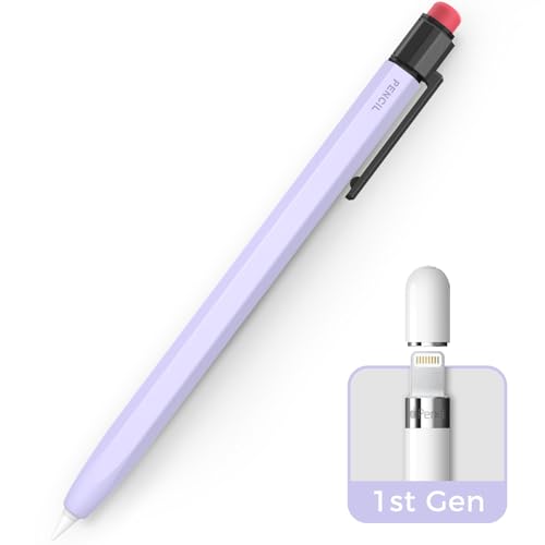 TRONWIN Schutzhülle für Apple Pencil 1. Generation, Silikon, perfekte Griffigkeit, klassisches Design mit stabilem Clip, kompatibel mit Apple Pencil 1. Generation für iPad, Lavendel von TRONWIN