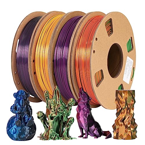 Silk Filament 1,75mm PLA Tri Color Bunt Sätze, TRONXY 3D Drucker Filament PLA Drei-Farben-Extrusion Grün-Blau-Orange/Blau-Lila-Schwarz/Rosarot-Gelb-Blau/Lila-Schwarz-Rot, 250gx4 Spule von TRONXY