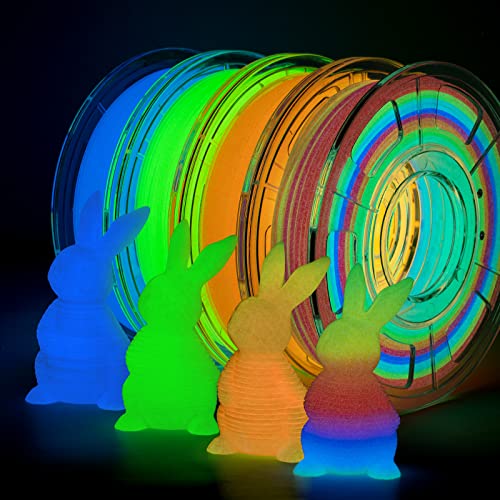 TRONXY 3D Drucker Filament Bundle, Glühen im dunklen Filament Gradient, Grün, Blau und Orange, PLA Filament 1.75 mm, Maßgenauigkeit +/- 0.02 mm, für die meisten 3D Drucker 250g*4 Pack von TRONXY