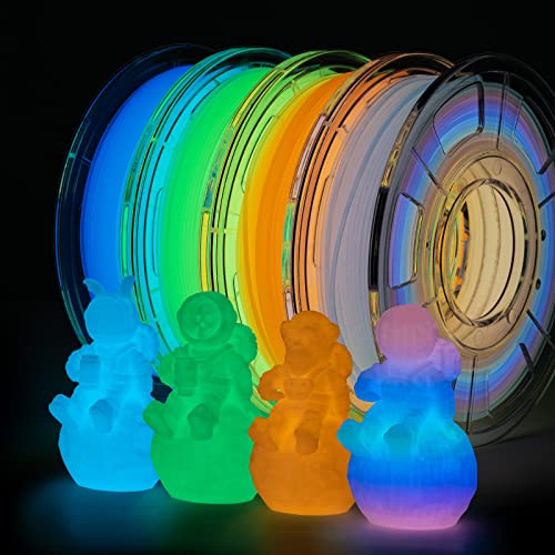 TRONXY Leuchtet PLA 3D Drucker Filament Set, im Dunkeln Leuchtendes Mehrfarbigen, Grün, Blau, Orange Filament 1,75mm Glow in the Dark 250g x 4 Stück von TRONXY