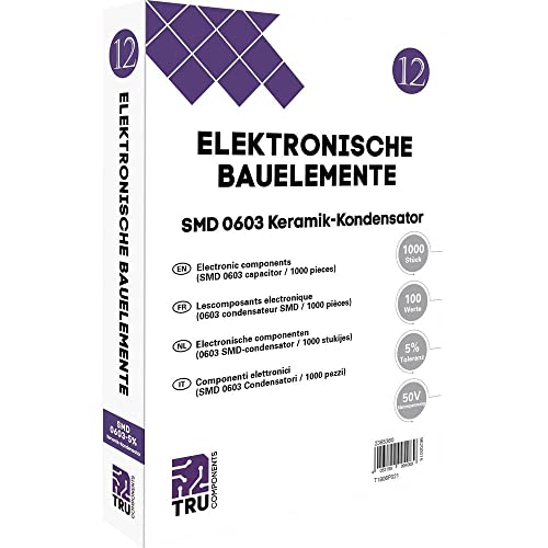TRU COMPONENTS Keramik-Kondensatoren Sortiment T1806P021 50V 5% (LxB) 1.6mm x 0.8mm 1000 Teile Tape Cut von TRU Components
