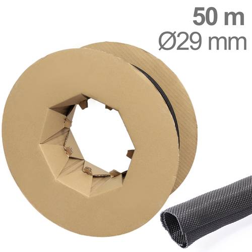 TRU COMPONENTS TC-12352508 T24CA030 Geflechtschlauch Schwarz Polyester 29 bis 30mm 50m von TRU Components