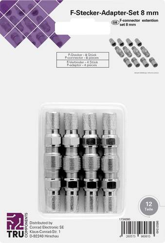 TRU COMPONENTS TC-6936320 F-Verbinder-Set Anschlüsse: F-Stecker, F-Buchse, F-Buchse, F-Stecker Kabe von TRU Components