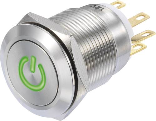 TRU COMPONENTS TC-8904680 LAS1-GQF-11/G/12V Drucktaster 250 V/AC 3A 1 x Ein/(Ein) tastend Grün IP65 von TRU Components