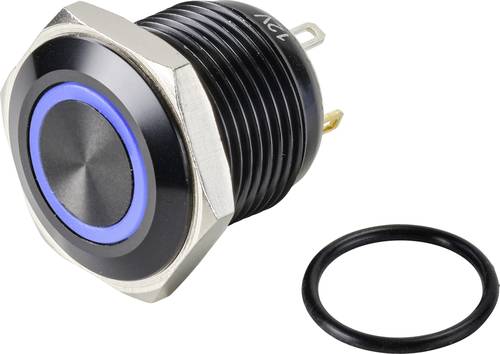 TRU COMPONENTS TC-9428164 GQ16F-10E/J/B/12V/A Drucktaster 48 V/DC 2A 1 x Aus/(Ein) tastend Blau IP65 von TRU Components