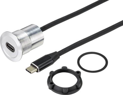TRU COMPONENTS TC-9534344 USB-Einbaubuchse Buchse, Einbau USB-C® Buchse Paneldicke: 1-10mm Inhalt: von TRU Components