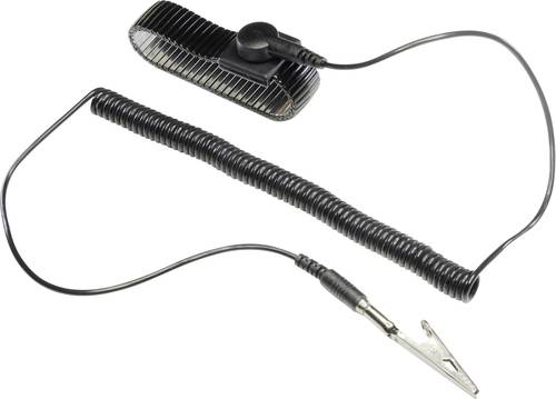 TRU COMPONENTS WristME-SET-4-183-K ESD-Handgelenkband Schwarz inkl. Erdungskabel Druckknopf 4 mm, Kr von TRU Components