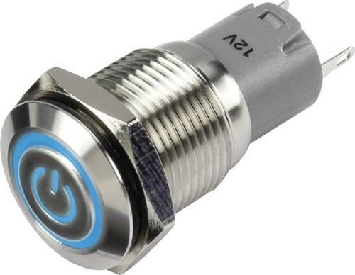 TRU Components 1303026 LAS2GQF-11ZET/B/12V/S/P Druckschalter 48 V/DC 2A 1 x Ein/Ein rastend Blau IP6 von TRU Components