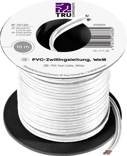 TRU Components 1571331 Litze 2 x 0.75mm² Weiß 10m von TRU Components