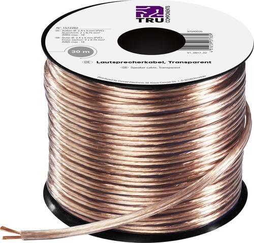 TRU Components 1572262 Lautsprecherkabel 2 x 0.75mm² Transparent 30m TRU Components 1572262 Lautsprecherkabel 2 x 0.75mm² Transparent 30m von TRU Components