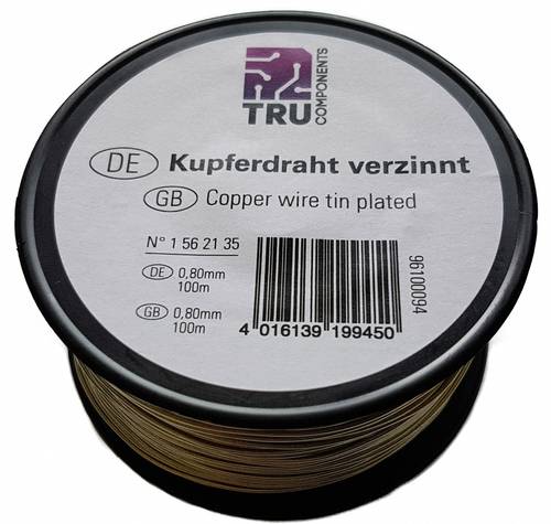 TRU Components Kupferdraht Außen-Durchmesser (ohne Isolierlack): 0.80mm 100m von TRU Components